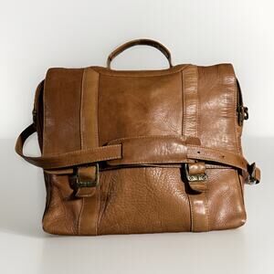 Genuine Leather Messenger Bag/Case 15” Caramel Brown Crossbody And Top Handle